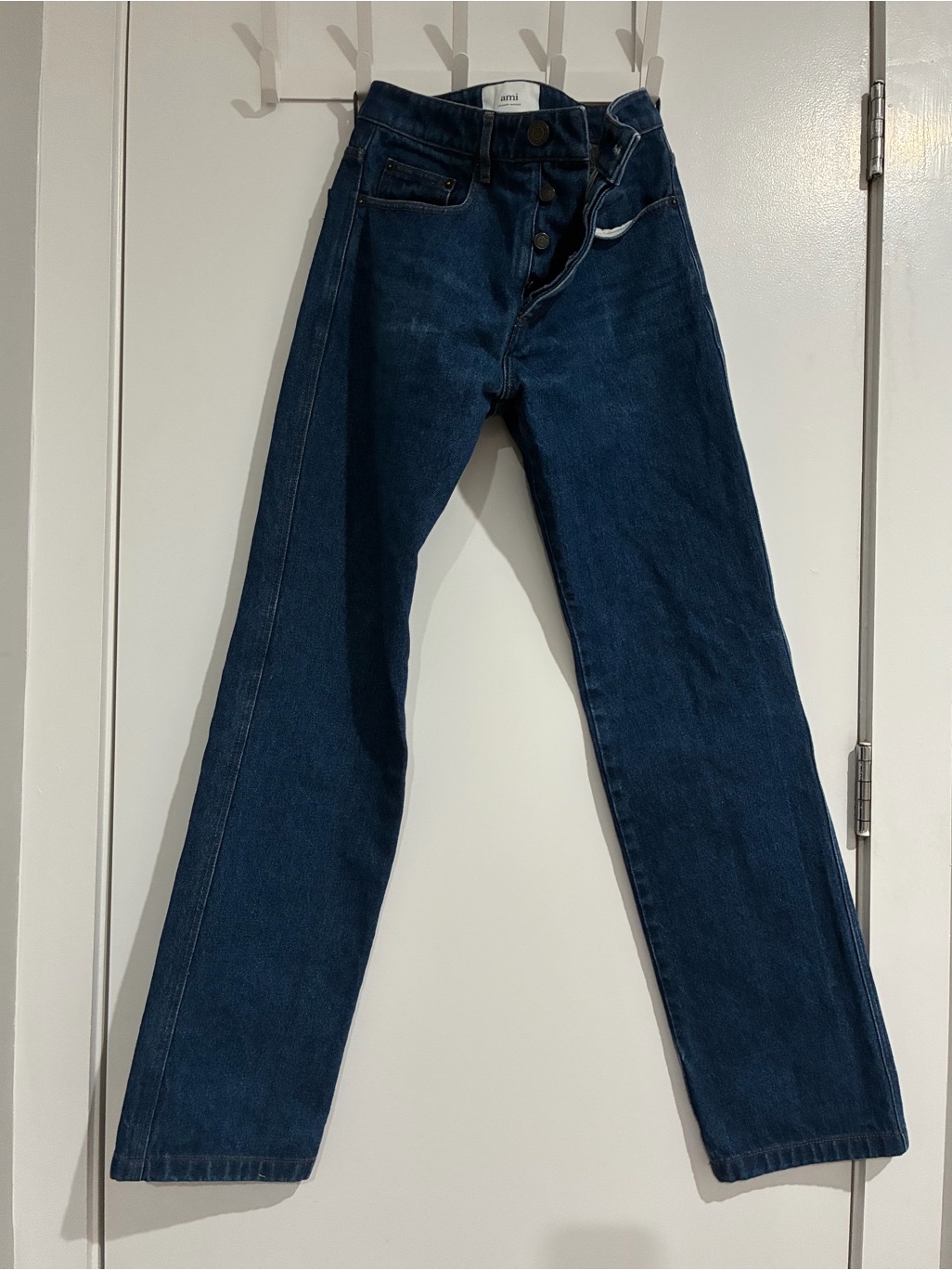Ami Alexandre Mattiussi Men's Straight Jeans In Dark Blue Denim